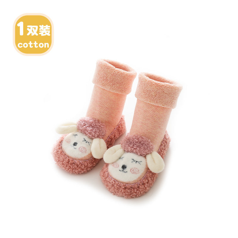Liu Chengxing floor socks baby autumn and winter terry thickened children's toddler shoes and socks sets cartoon non-slip baby socks shoes