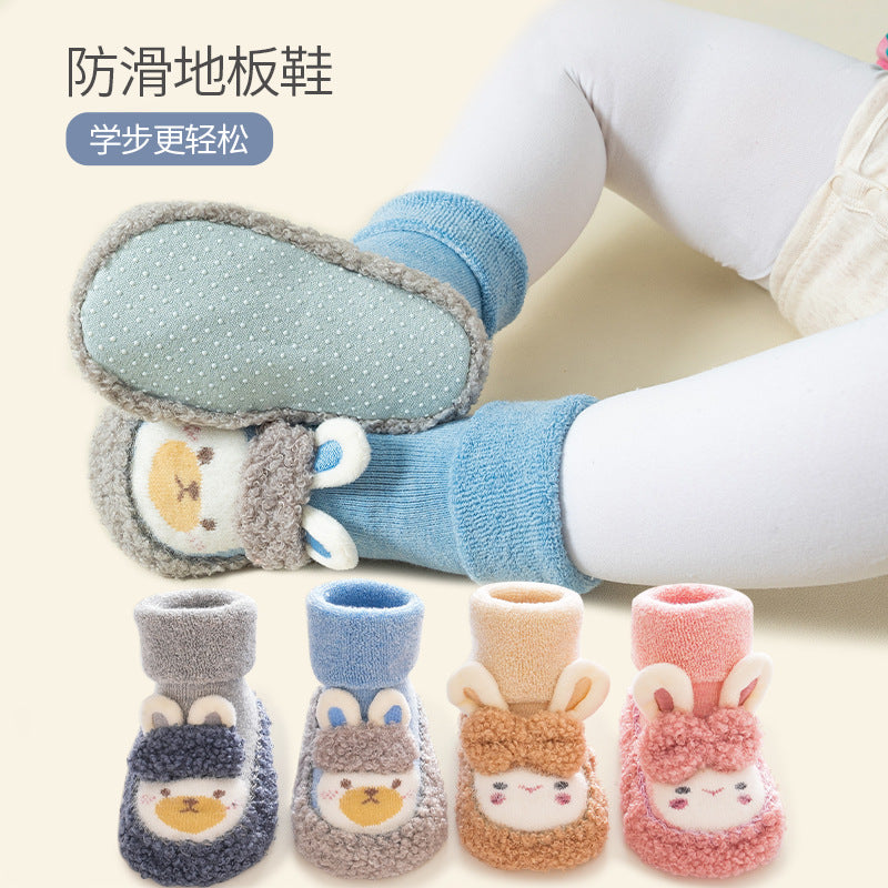 Liu Chengxing's new autumn and winter baby indoor non-slip floor socks for men and women baby toddler shoes and socks terry thickened socks