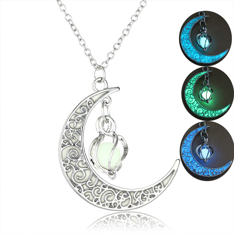 Cross-border Amazon Hollow Luminous Moon Cyclone Bead Necklace Accessories European and American Halloween Ornaments