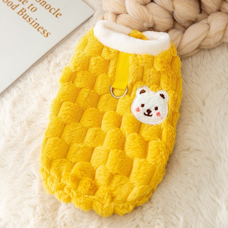 New autumn and winter Korean version dog cute cartoon small and medium-sized dog bear sweatshirt cat Teddy pet dog clothes