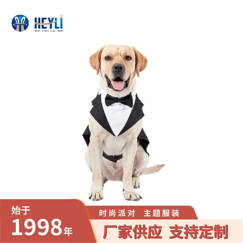 Popular cross-border pet dress large collar tie autumn small dog hip-hop style dog clothes