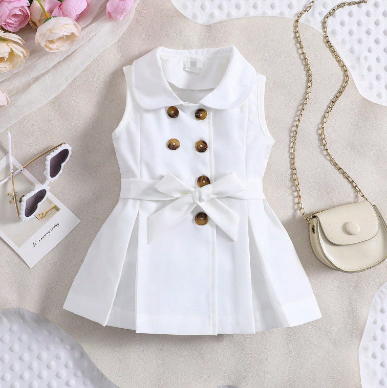 25 Amazon cross-border European and American new summer girl suit baby girl lapel sleeveless dress factory direct sales