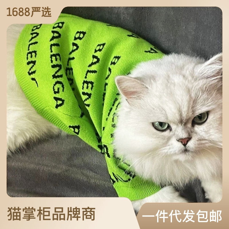 Autumn and winter trendy new knitted pet sweaters cross-border hot-selling cats and dogs warm and comfortable clothes Teddy clothing