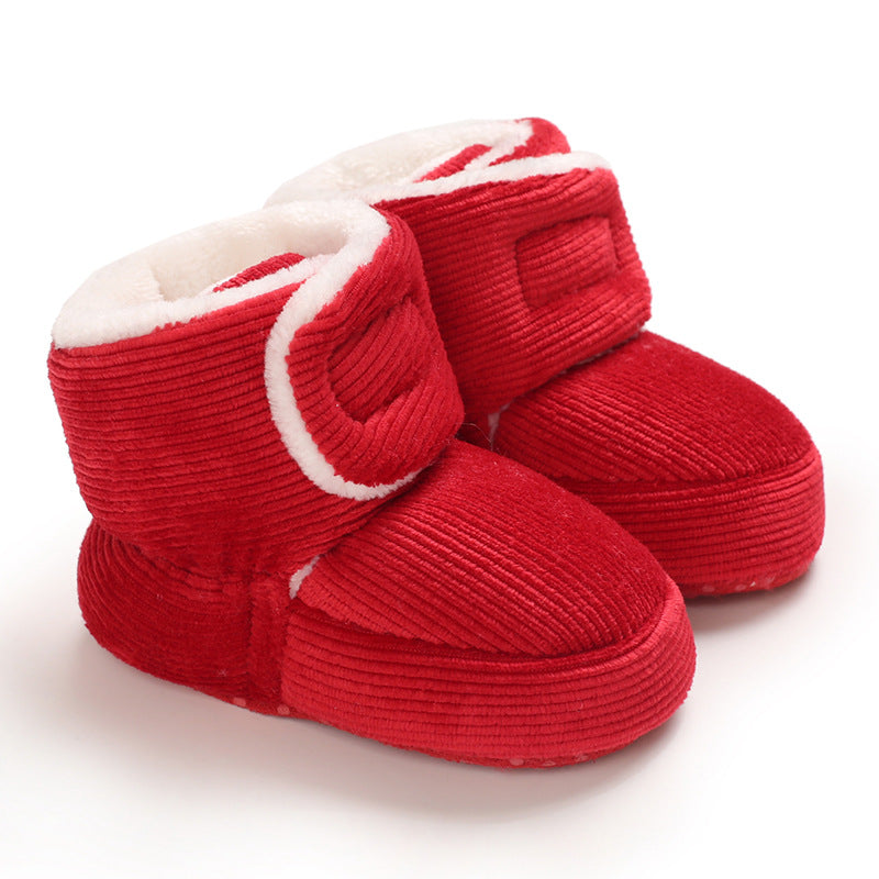 Baby shoes soft-soled shoes thickened spot toddler shoes warm cotton shoes plus velvet baby boots 0-1 years old snow boots