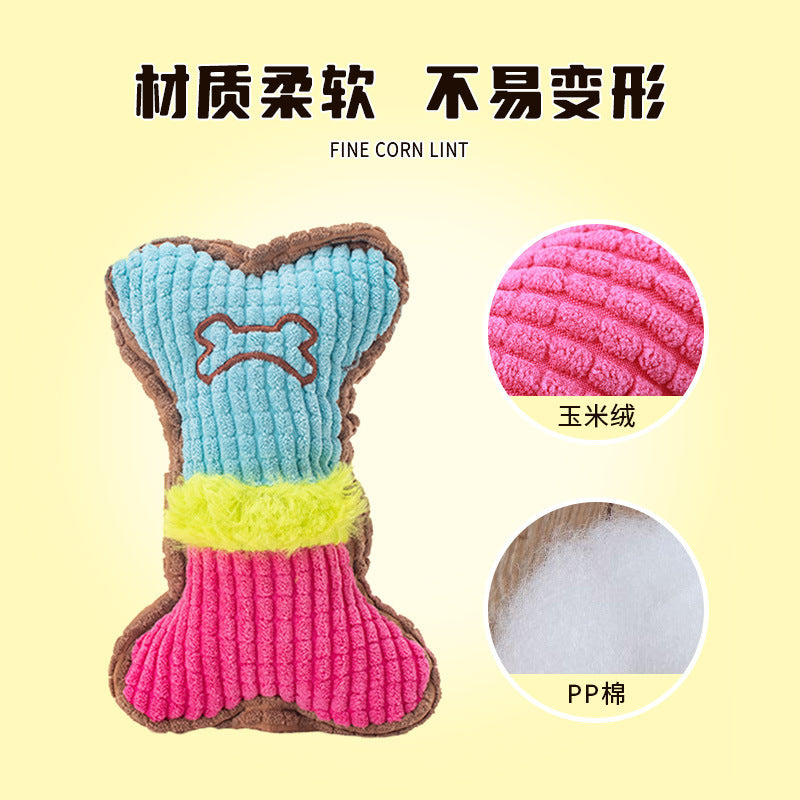 Cross-border new product pet vocal grinding teeth resistant to chewing bones corn plush toy to relieve boredom interactive dog toy