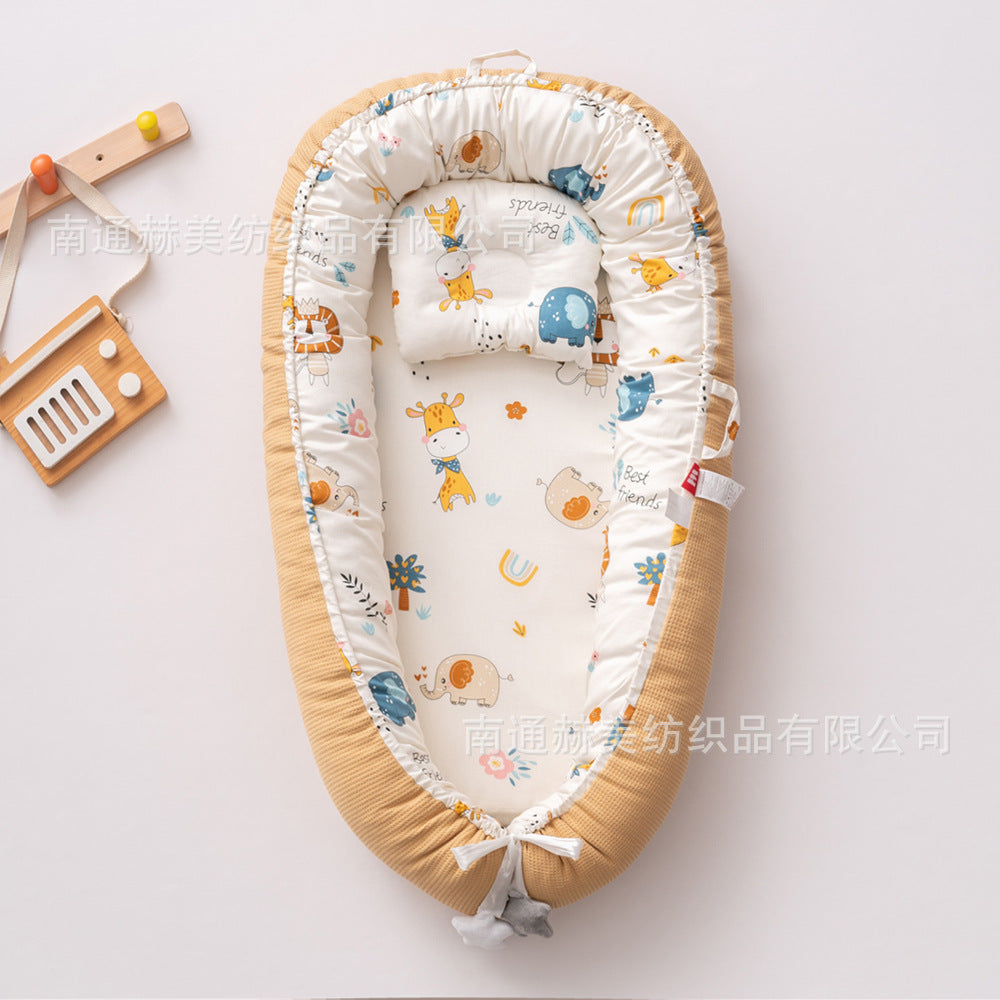Hemei honeycomb breathable detachable and washable portable baby bed mid-bed bionic baby nest baby pillow travel baby bed