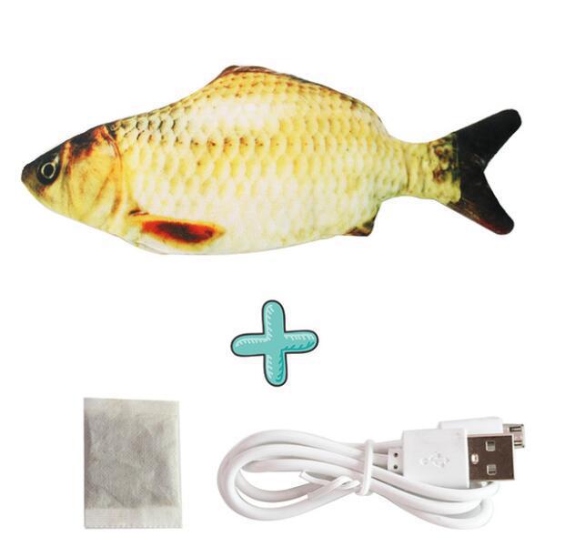 Cross-border electric fish to tease cat fish USB charging pet toy wagging tail jumping fish plush cat toy simulation fish