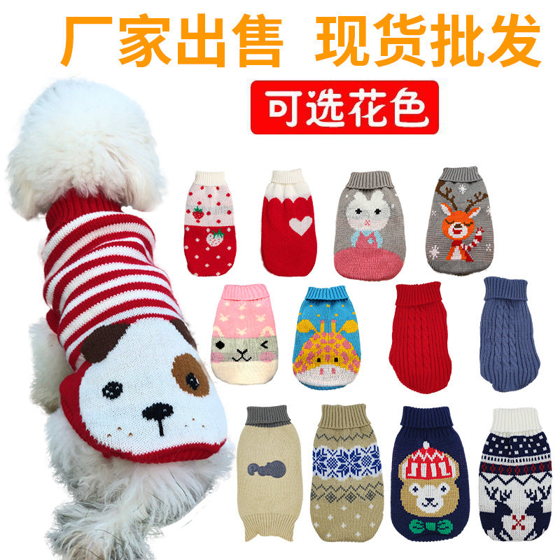 Pet sweater manufacturers in stock Autumn and winter cat and dog clothes Cat and dog sweaters knitted sweaters foreign trade sweaters