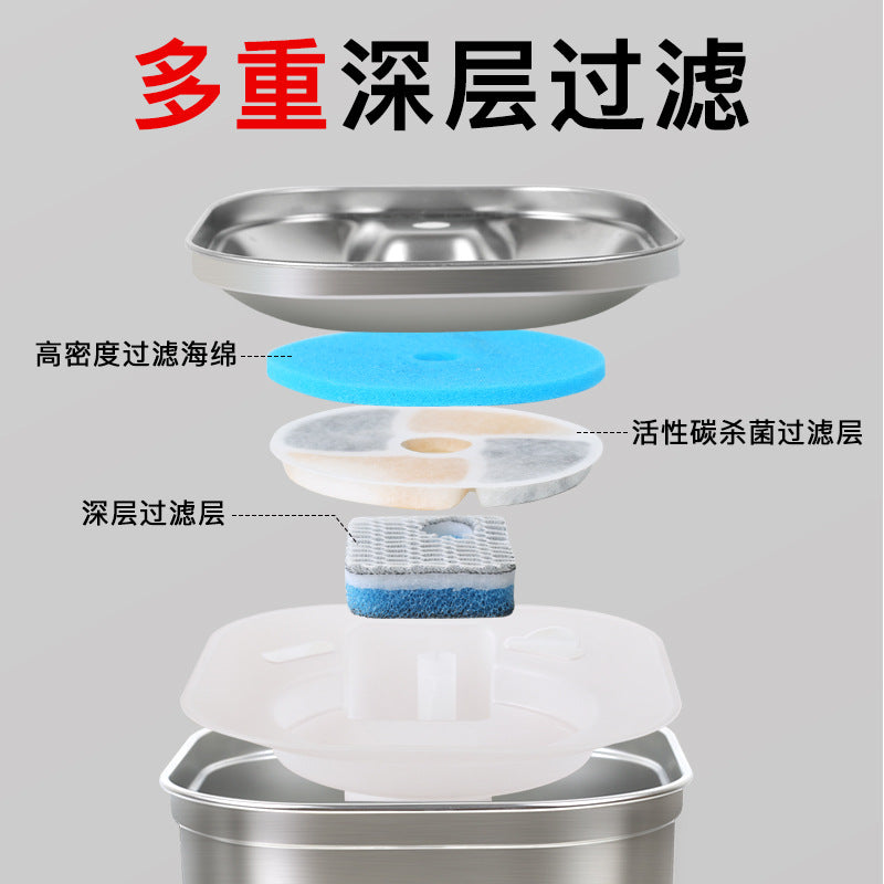 Pet Water Dispenser Stainless Steel Smart Cat Water Feeder Automatic Drinking Water Constant Temperature Dog Feeding Cat Supplies Factory