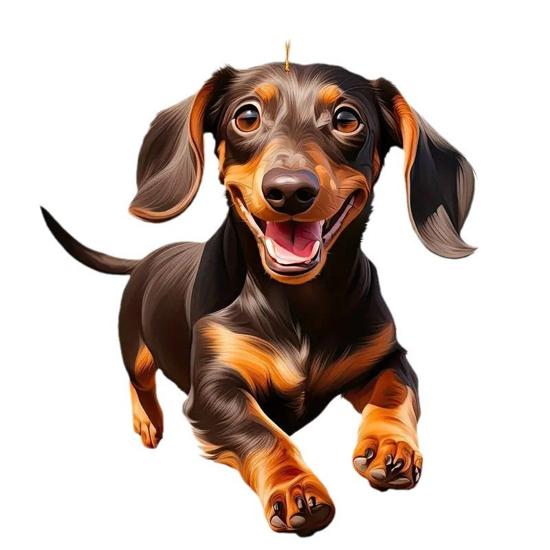 Cross-border new acrylic flat creative handsome puppy pendant car decoration Halloween ornaments luggage key