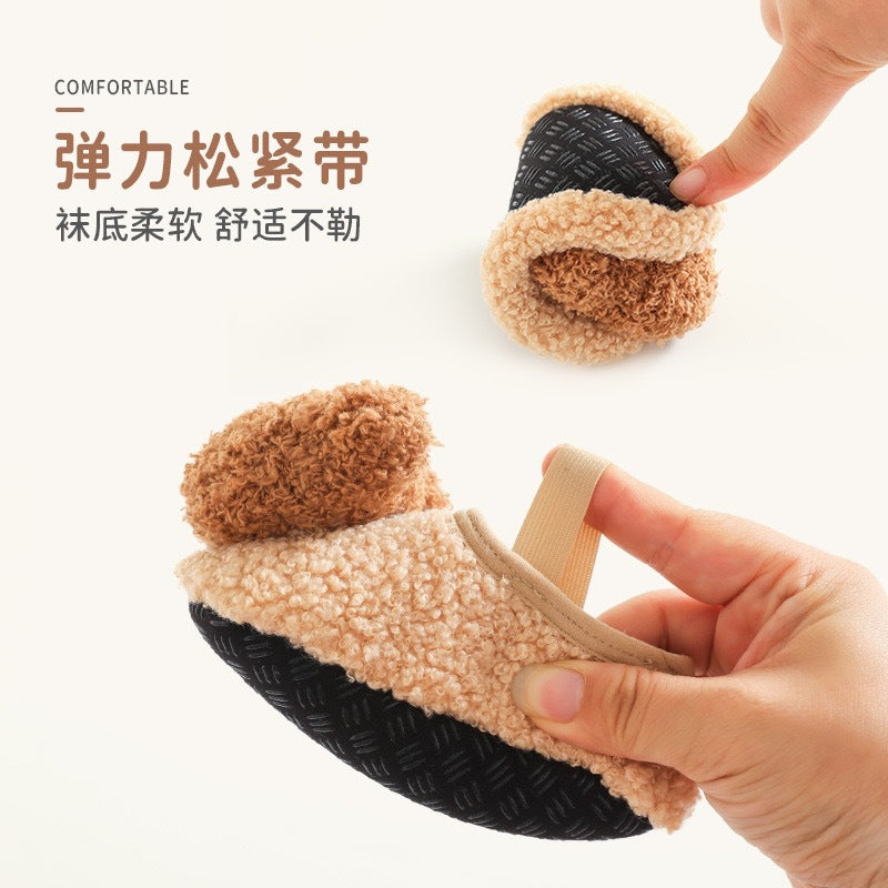 Floor socks baby shoes autumn and winter children's boys plus velvet thick non-slip soft sole toddler home pure cotton newborn