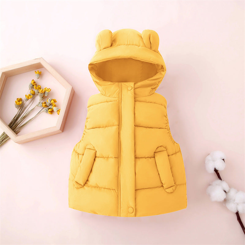 2025 autumn and winter children's thick down cotton vest vest girl waistcoat girl top baby warm cotton coat