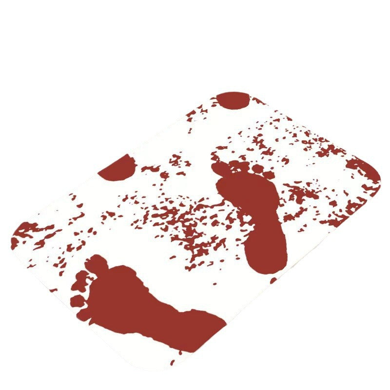 temu Amazon Halloween horror blood red footprints floor mats home bathroom entrance door mats absorbent non-slip mats