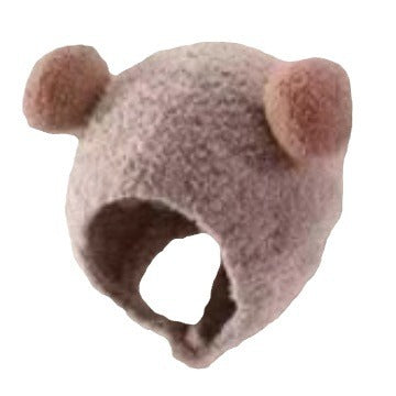 Baby hat autumn and winter newborn infant ear protection hat pure cotton cute warm boys and girls baby knitted plush hat