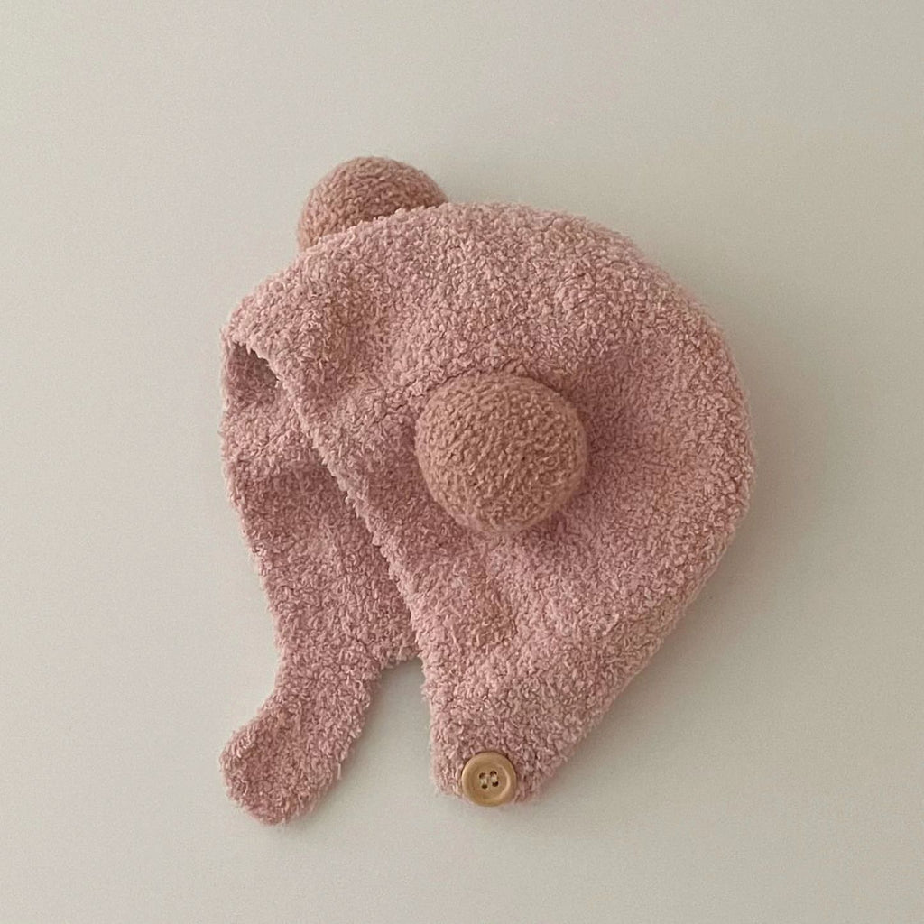 Baby hat autumn and winter newborn infant ear protection hat pure cotton cute warm boys and girls baby knitted plush hat
