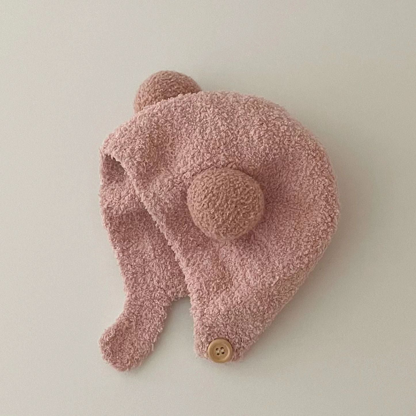 Baby hat autumn and winter newborn infant ear protection hat pure cotton cute warm boys and girls baby knitted plush hat