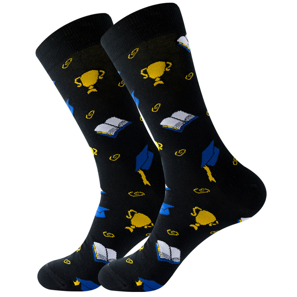 Original design Amazon autumn and winter animal socks astronaut men's socks geometric women's socks Halloween mid-calf socks