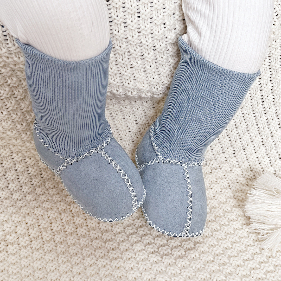 Autumn and winter newborn baby toddler shoes non-slip thickened anti-wool boys and girls do not fall off socks shoes soft sole