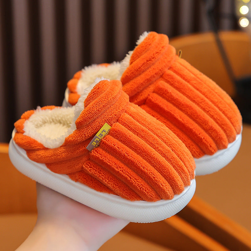 Children's cotton slippers winter boys and girls baby fur slippers indoor warm plush non-slip parent-child slippers