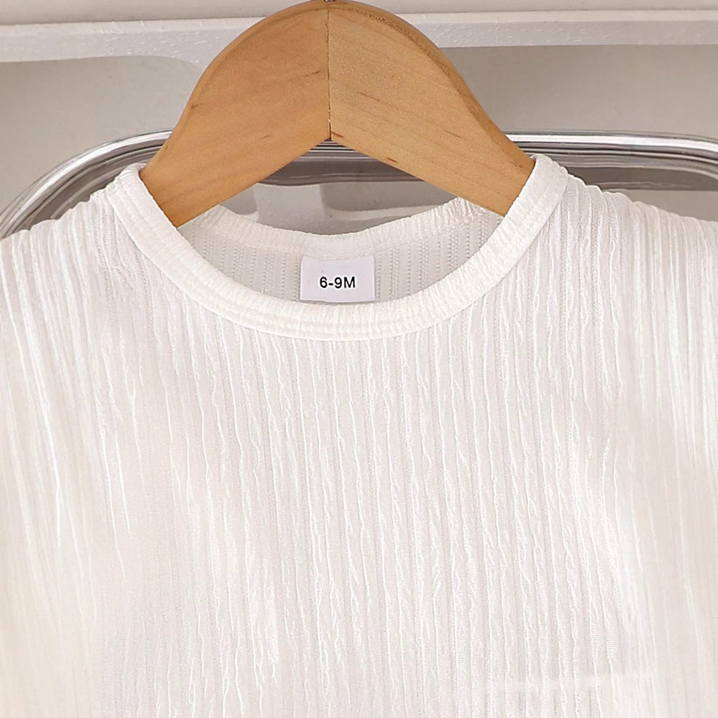 Cross-border foreign trade Korean summer baby girl flying sleeve round neck top daisy embroidered jeans two-piece suit