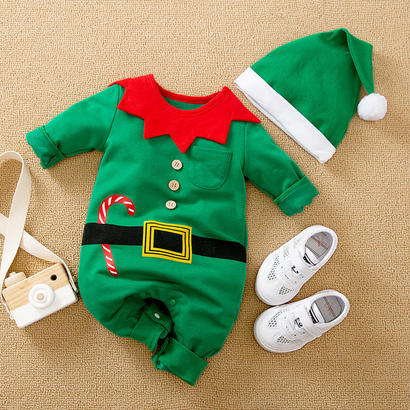 Autumn and winter Christmas baby jumpsuit baby clothes long-sleeved newborn crawling clothes baby Christmas clothing cross-border