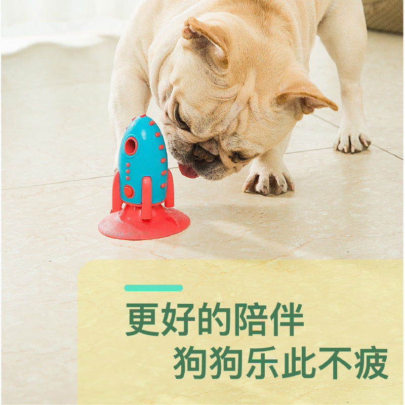 Amazon new product Rocket dog toy Single suction cup Leaking dog chew toy Chew-resistant tooth-cleaning bone pet toy