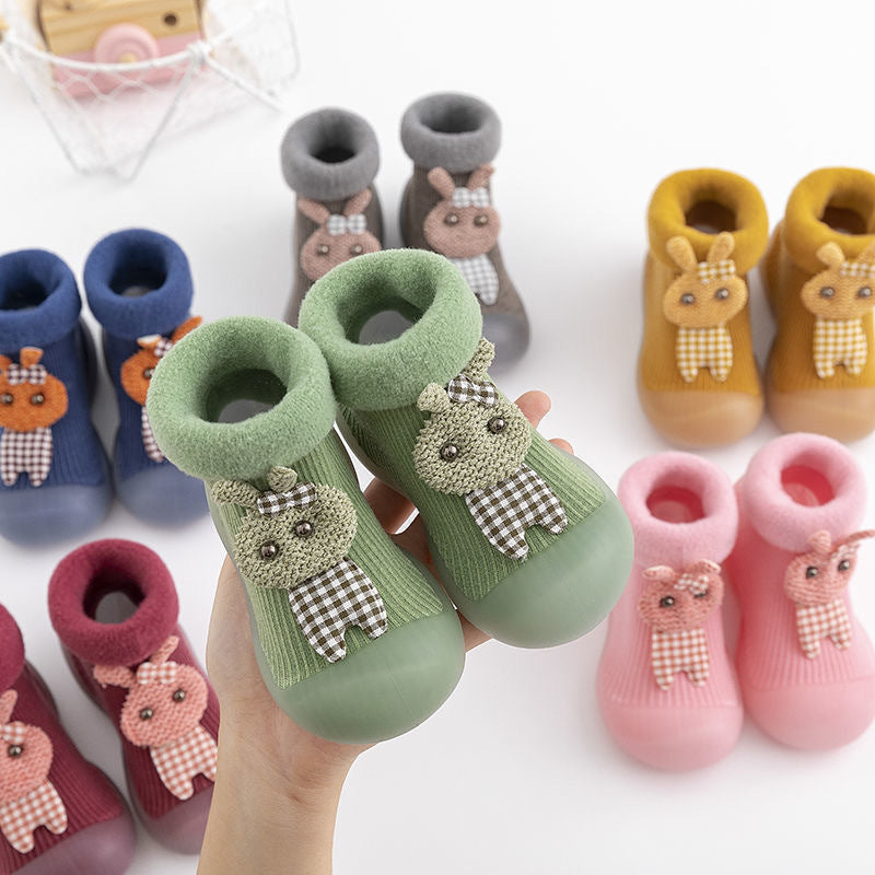 Baby toddler shoes spring and autumn plus velvet baby indoor shoes soft bottom non-slip cotton shoes for men and women eight months 1 year 3 years old