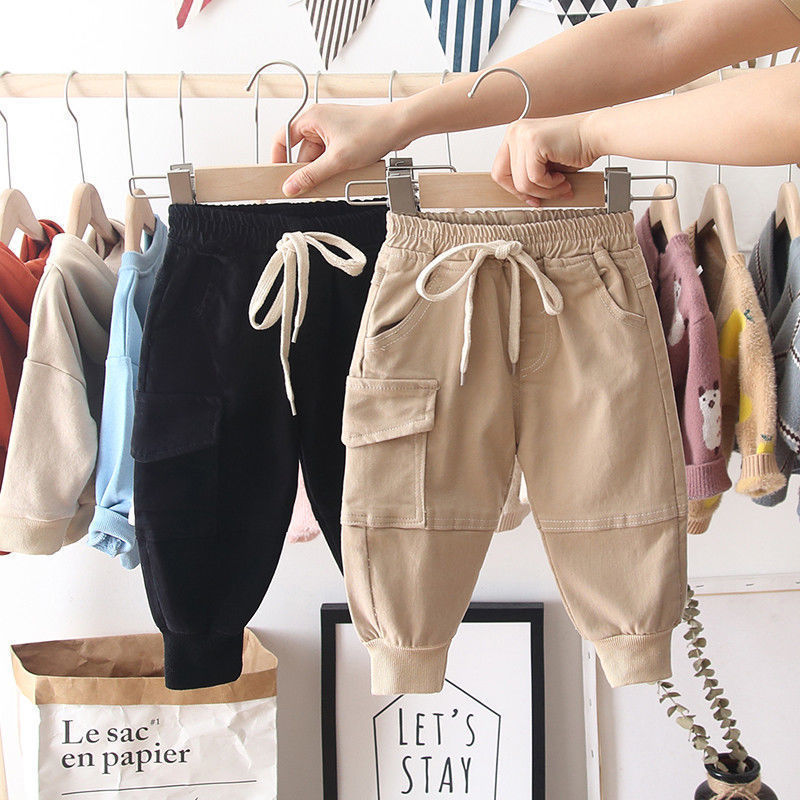 New style boys casual pants spring and autumn children's carrot pants children's Korean version baby fashion cuff work pants
