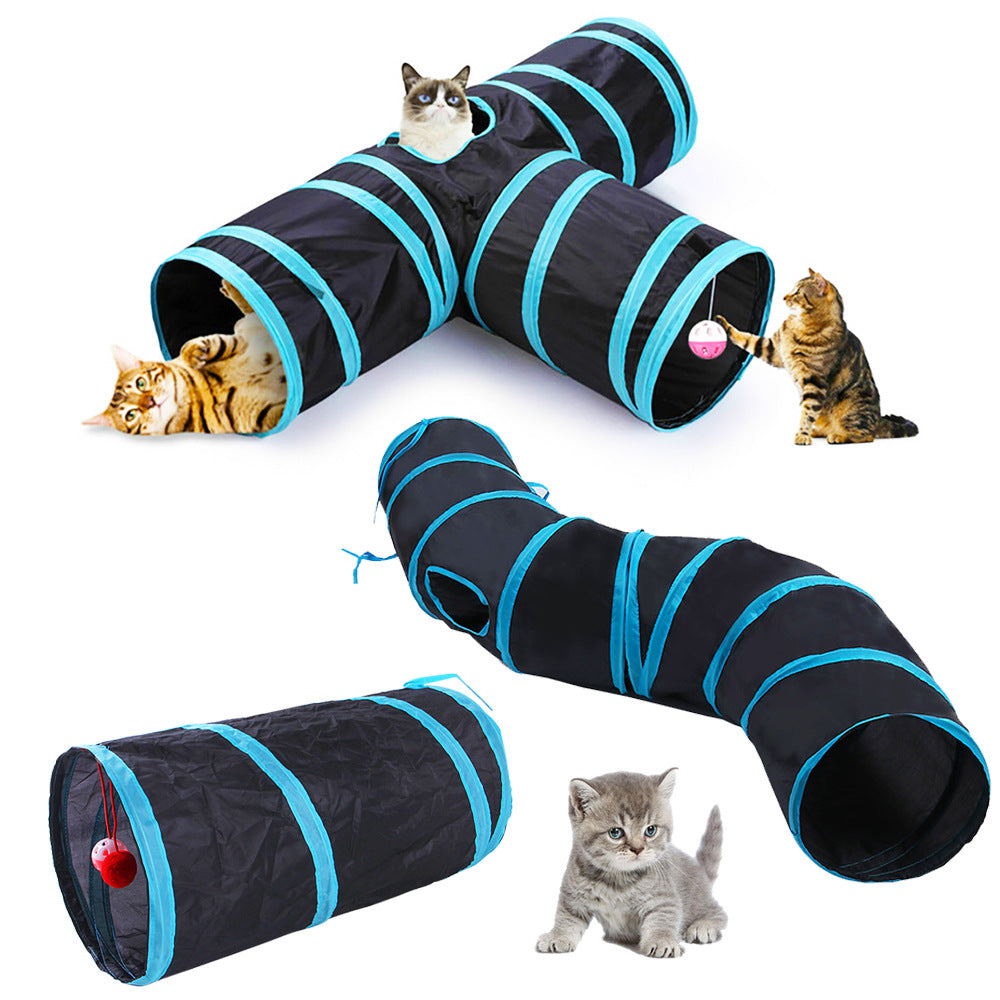 Cross-border new pet cat tunnel S-shaped cat tunnel pet lane runway cat drill through rolling chinchilla tunnel cat toy