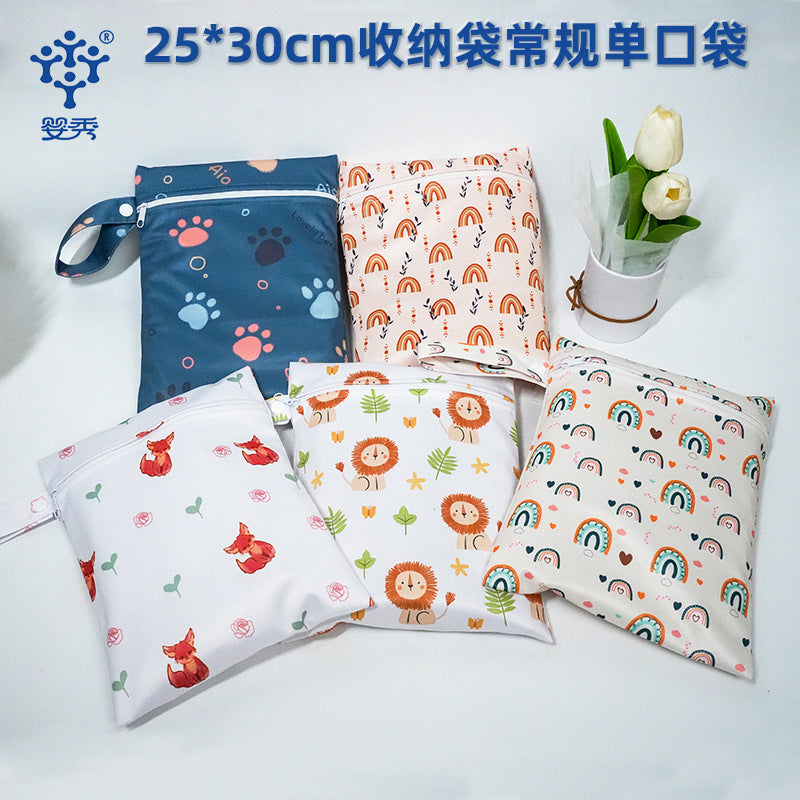 Cross-border printed storage bag for going out baby diaper storage bag ins style stroller hanging bag large capacity wetbag