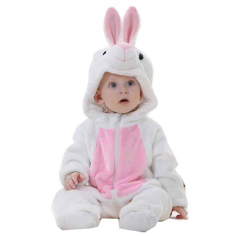 Cross-border autumn and winter baby jumpsuits, newborn clothes, flannel children's animal rompers, baby rompers