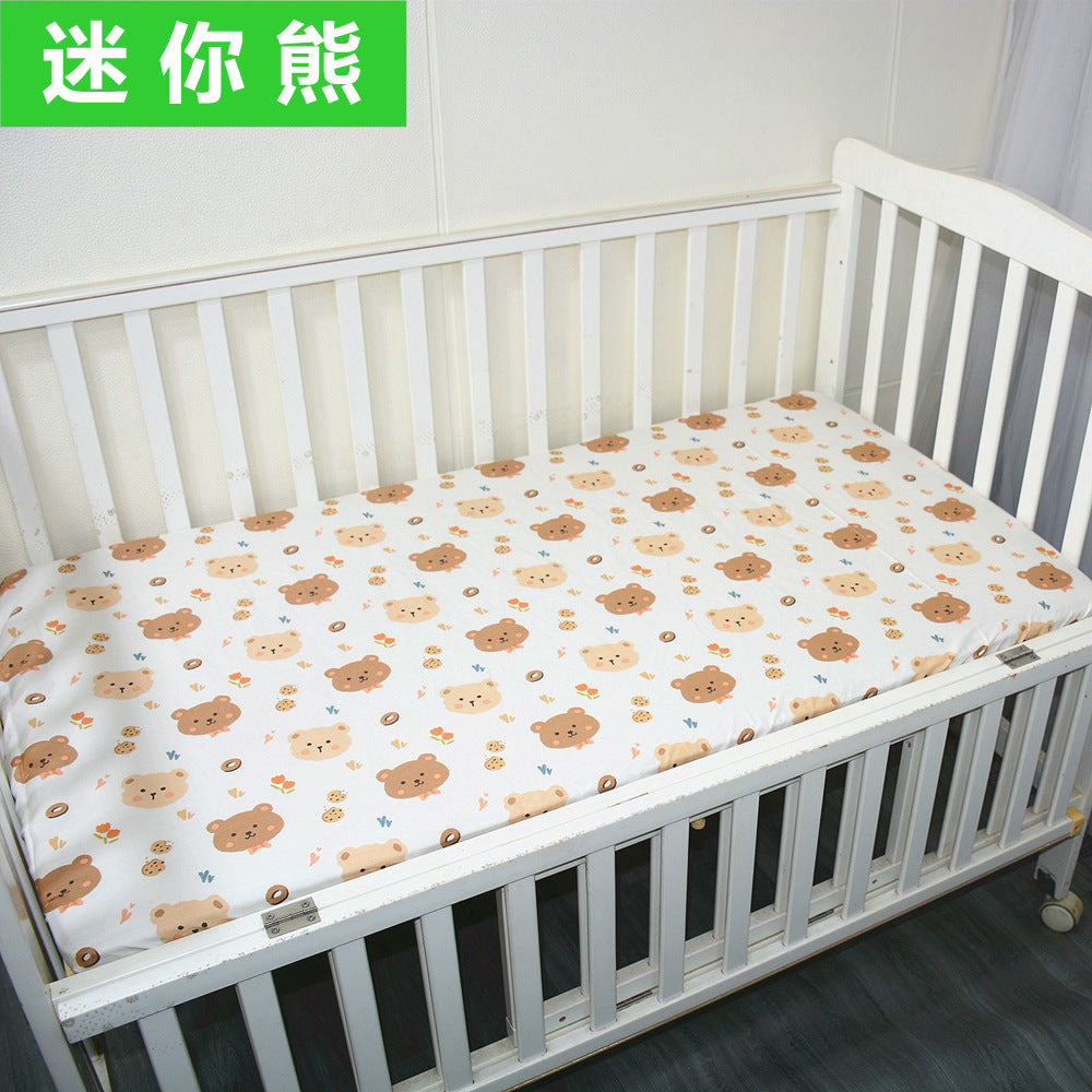 Foreign trade pure cotton crib bed sheet baby maternal and infant products ins children cartoon bed cover wholesale