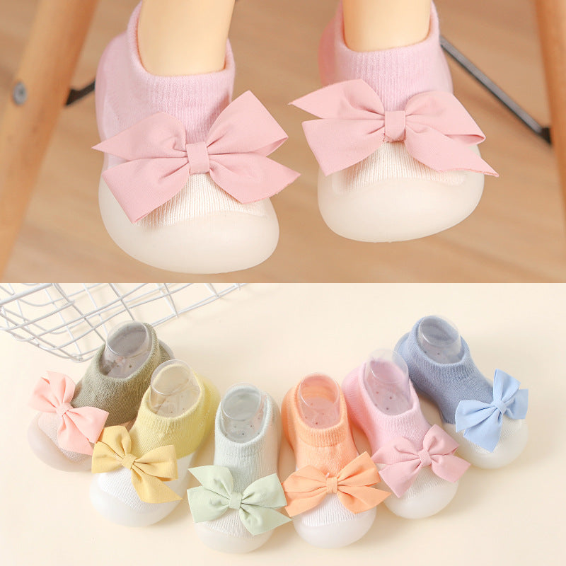 Factory goods ins spring and summer bow children's indoor shoes cute princess style baby socks shoes baby toddler shoes