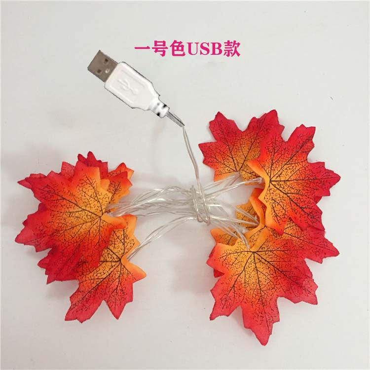 New Christmas LED light string pumpkin maple leaf light string battery box solar Halloween decoration light string