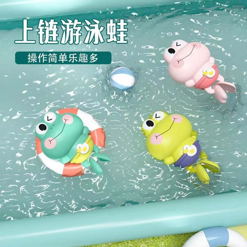 Douyin hot selling children's bathroom water swimming little penguin crab chain cool swim baby bath water toys
