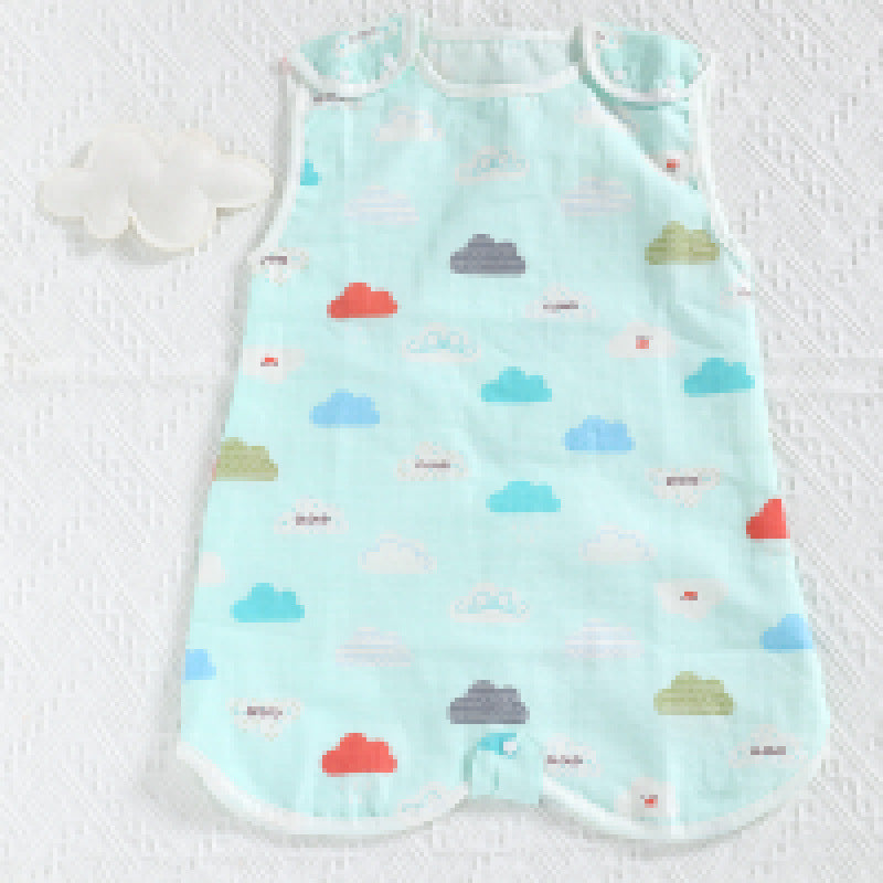 Baby gauze vest sleeping bag summer thin children's newborn baby anti-kick quilt front 4 back 2 layer sleeveless sleeping bag