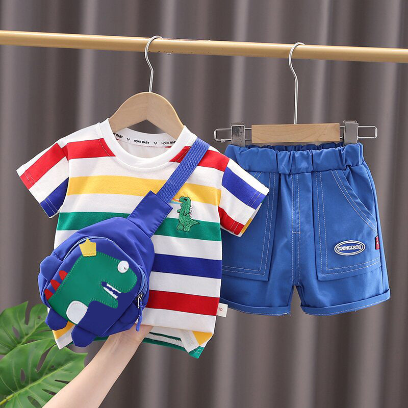 Boys' summer suit, stylish boy, handsome and fashionable two-piece set of children's clothing, baby boomer's clothing, baby's summer clothing