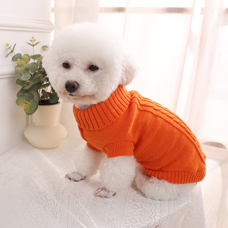 Amazon Pet Sweater Autumn and Winter Solid Color Small Dog Teddy Dog Sweater Pet Puppy Dog Clothes Wholesale
