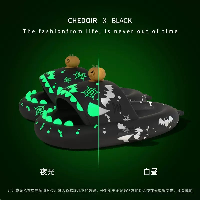 Cross-border Explosives Christmas Limited Shark Slippers Halloween Shark Slippers Female Summer Outer Wear Luminous Thick Bottom Anti-proof