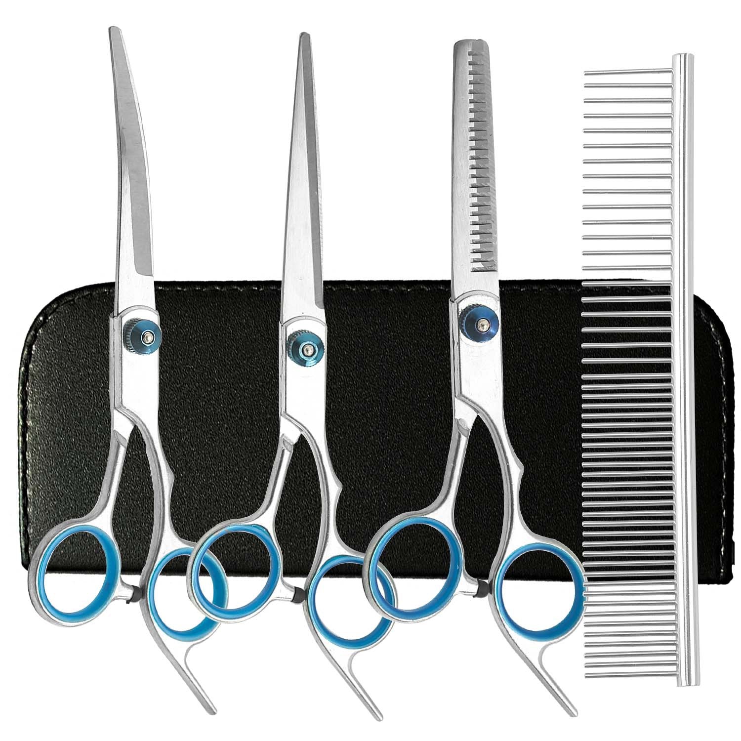 Cross-border wholesale direct sales pet scissors dog hair trimming scissors curved scissors thinning teeth scissors pet grooming scissors