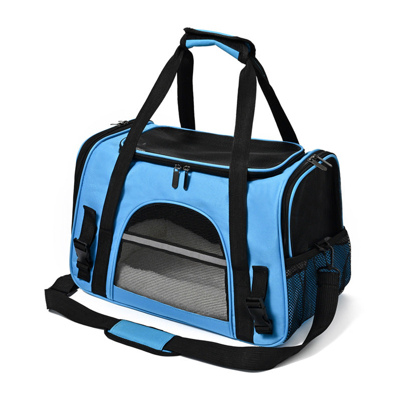 Factory pet bag portable travel single shoulder crossbody pet box foldable breathable transparent cat and dog bag