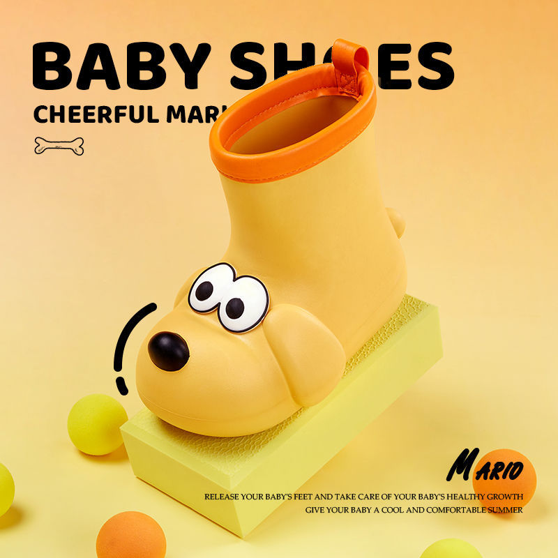 Children's rain boots for boys and girls cartoon cute puppy rain boots for baby kindergarten 3-6 years old waterproof anti-slip water rubber shoes