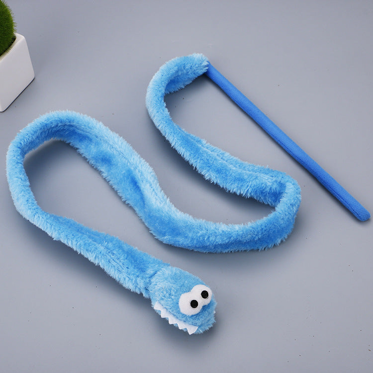 Cross-border factory spot plush cartoon snake cat teaser short rod pet supplies cat toy wholesale interactive cat fishing