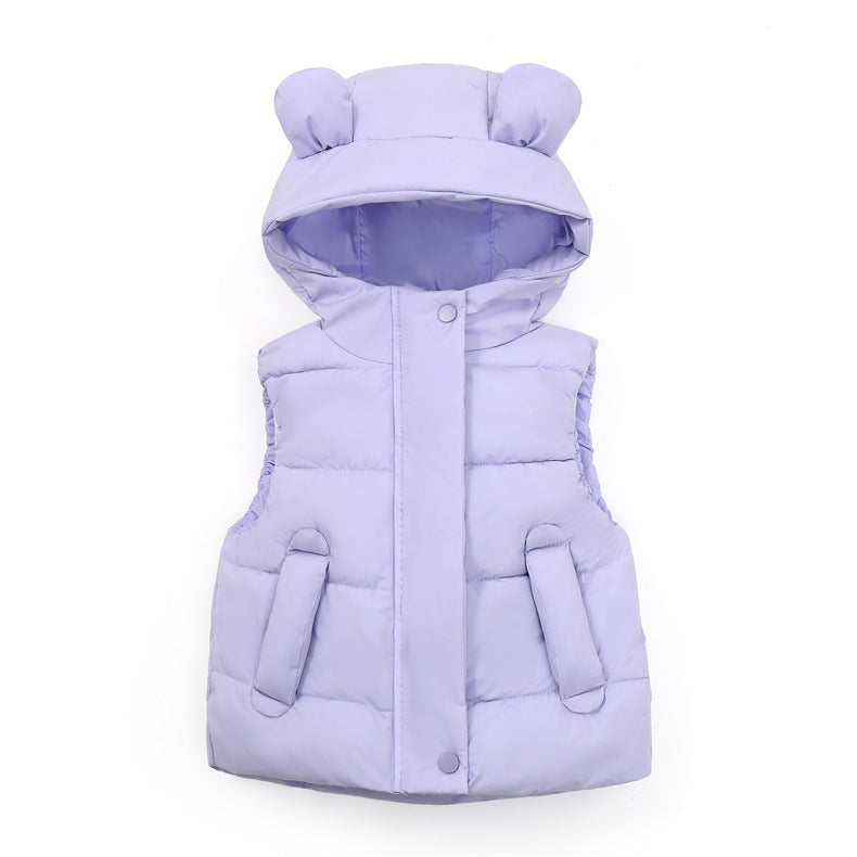 2025 autumn and winter children's thick down cotton vest vest girl waistcoat girl top baby warm cotton coat