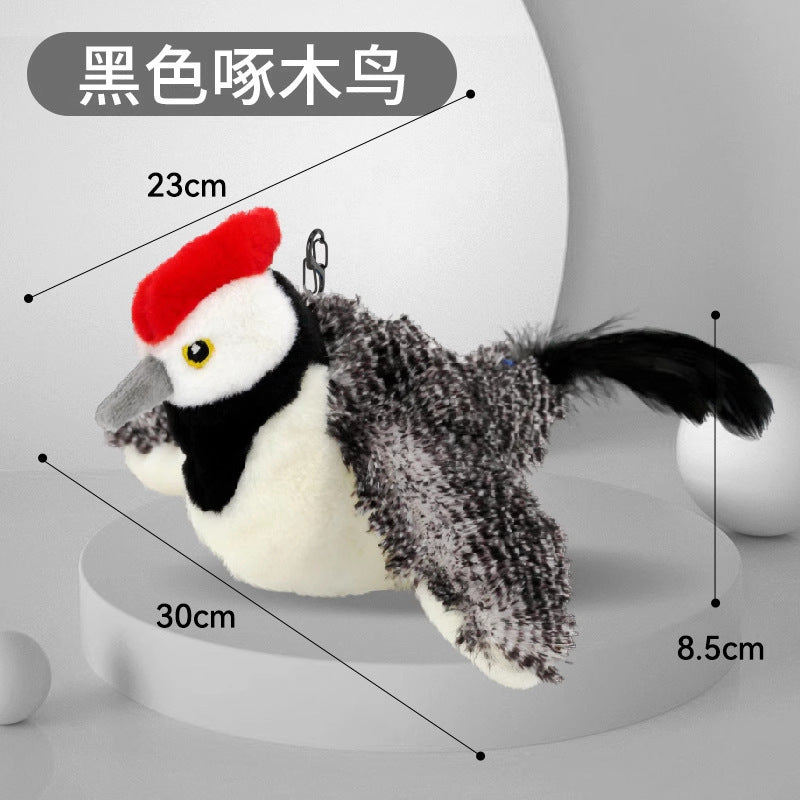 Cartoon chinchilla 360 rotating fishing cat teaser stick self-entertainment replaceable feather long rod cat teaser pet toy