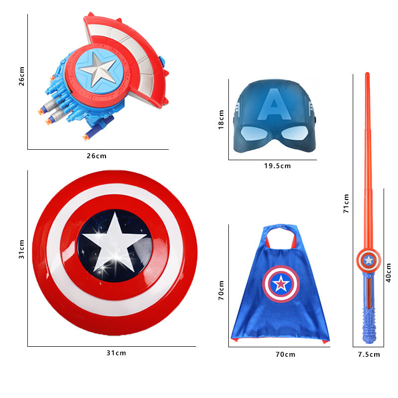 Cross-border Captain America shield launcher deformable boy luminous ejection Marvel Halloween soft bullet toy