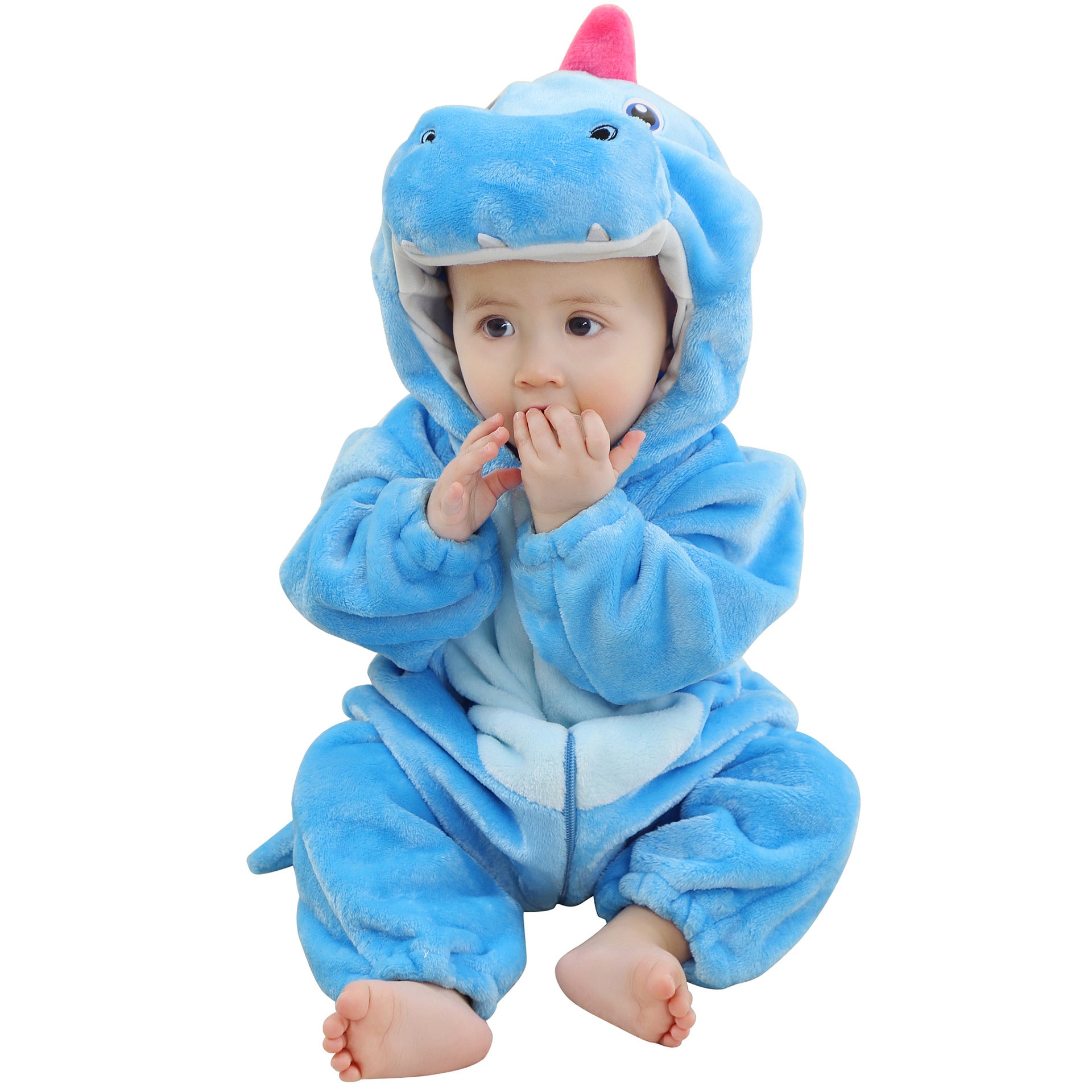 michley new children's flannel crawling clothes infant jumpsuit baby pajamas cross-border dinosaur jumpsuit