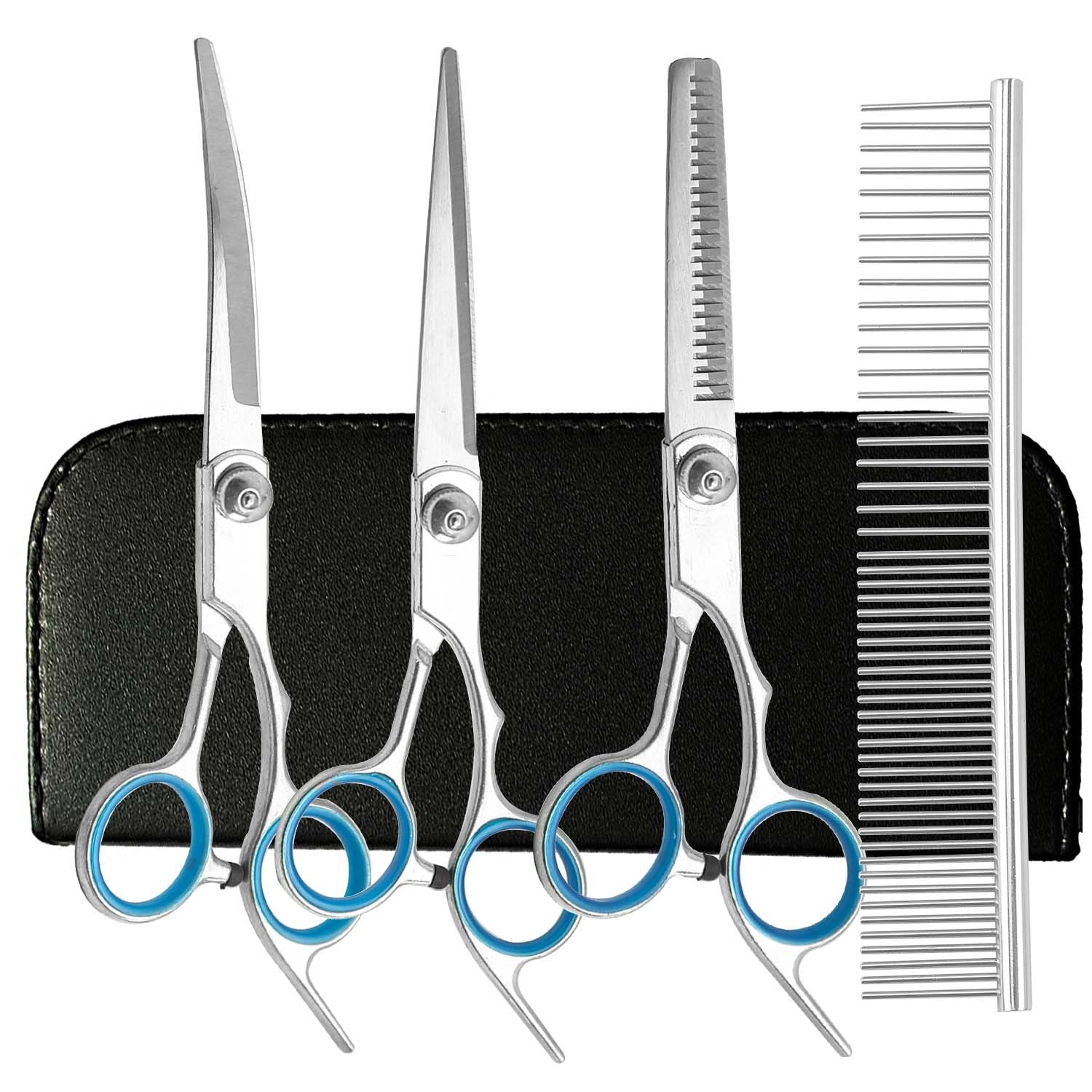 Cross-border wholesale direct sales pet scissors dog hair trimming scissors curved scissors thinning teeth scissors pet grooming scissors