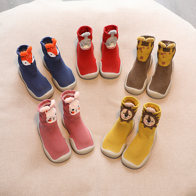 Children's socks shoes spring and autumn baby toddler shoes socks cartoon boy baby floor shoes girl baby waterproof non-slip mid-tube socks shoes