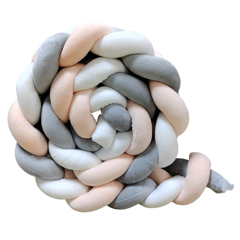 Baby crib surround ins new hand-woven long knotted ball three-strand braid anti-collision soft bag baby crib surround